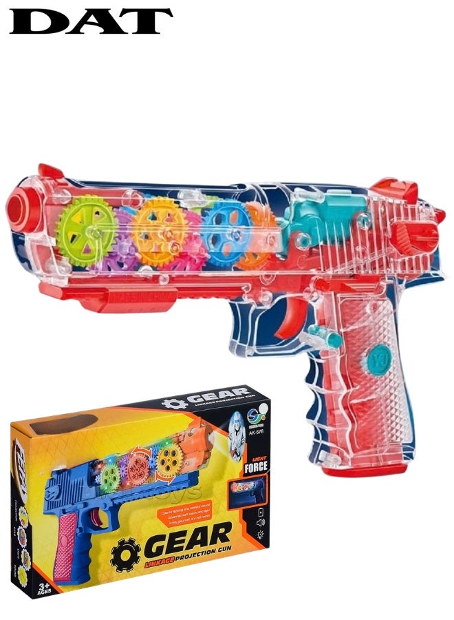 DAT Light-Up Transparent Gear Toy Gun with Sound & Moving Gears, Battery Operated (3×AA) – Kids 3+ - Image 1